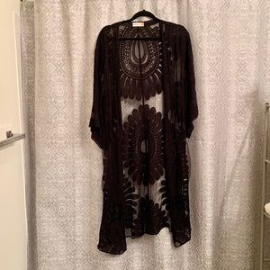 👑2/30👑 Style Apparel Long lace black kimono